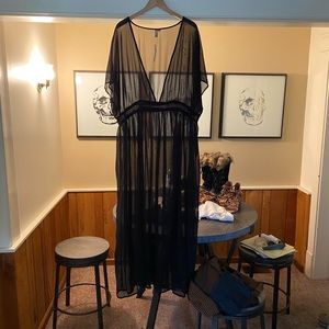 Black long cover up or can be worn as dress  slip